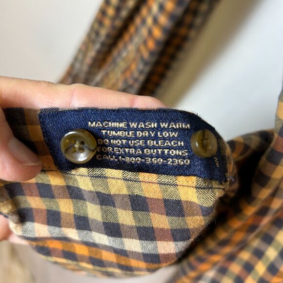 Scott Barber Orange White Navy Check Brushed Twill LS Button-Down Shirt Size XL - Picture 7 of 9